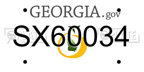 SX60034 Georgia License Plate