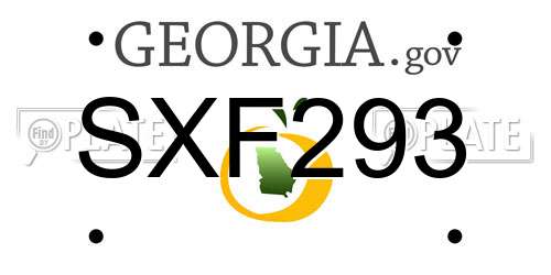 SXF293 Georgia License Plate