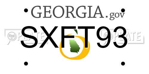 SXFT93 Georgia License Plate