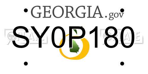 SY0P180 Georgia License Plate