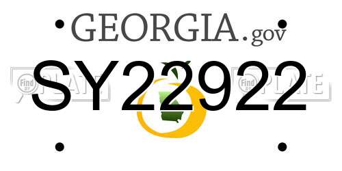 SY22922 Georgia License Plate