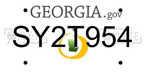 SY2T954 Georgia License Plate