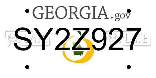 SY2Z927 Georgia License Plate