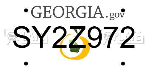 SY2Z972 Georgia License Plate