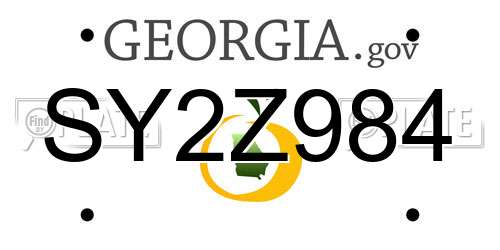 SY2Z984 Georgia License Plate
