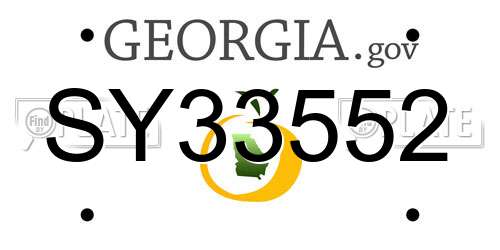 SY33552 Georgia License Plate