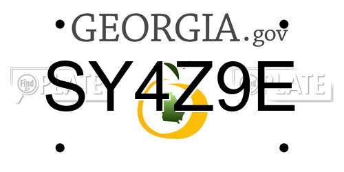 SY4Z9E Georgia License Plate