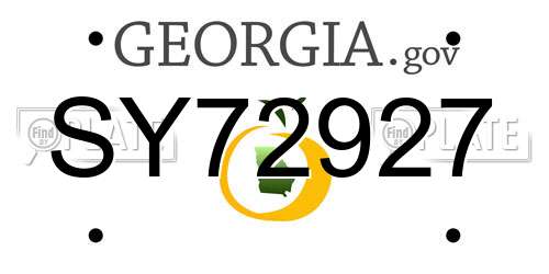 SY72927 Georgia License Plate