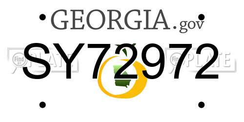 SY72972 Georgia License Plate