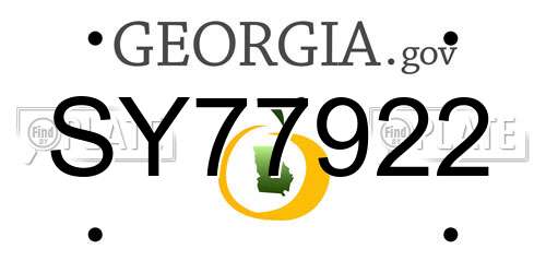 SY77922 Georgia License Plate