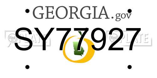 SY77927 Georgia License Plate