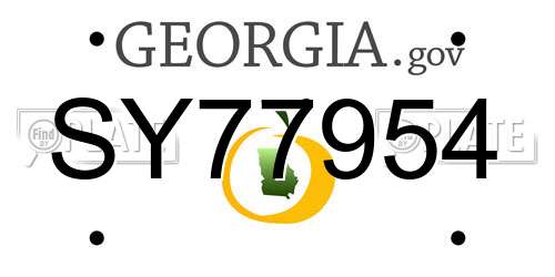 SY77954 Georgia License Plate
