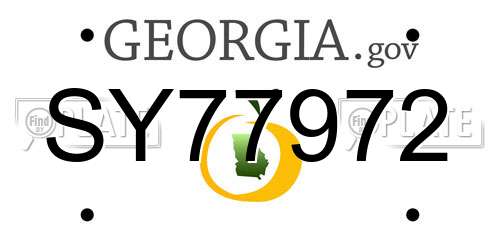 SY77972 Georgia License Plate
