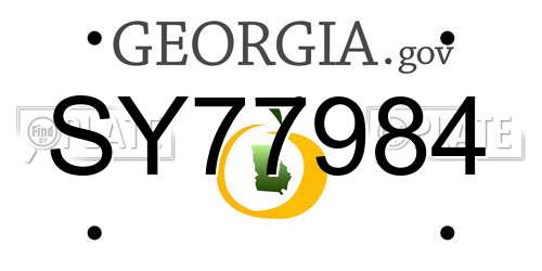 SY77984 Georgia License Plate