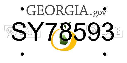 SY78593 Georgia License Plate