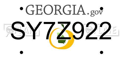 SY7Z922 Georgia License Plate