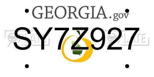 SY7Z927 Georgia License Plate