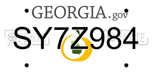 SY7Z984 Georgia License Plate