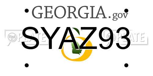 SYAZ93 Georgia License Plate