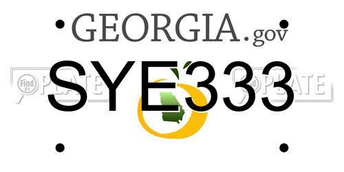 SYE333 Georgia License Plate