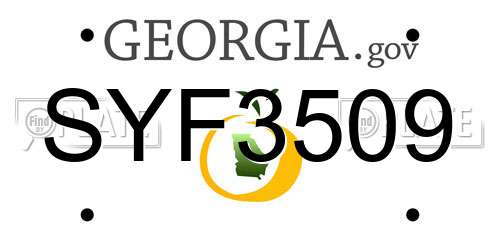 SYF3509 Georgia License Plate