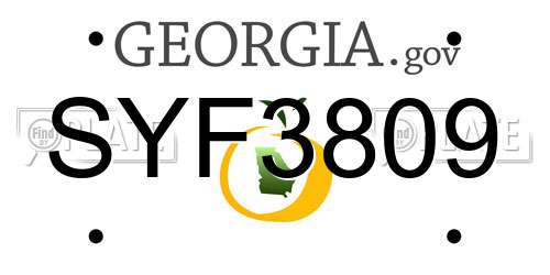 SYF3809 Georgia License Plate