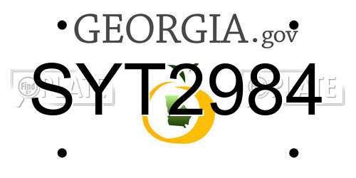 SYT2984 Georgia License Plate