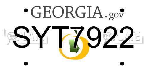 SYT7922 Georgia License Plate