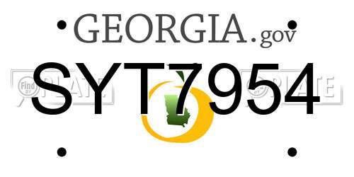 SYT7954 Georgia License Plate