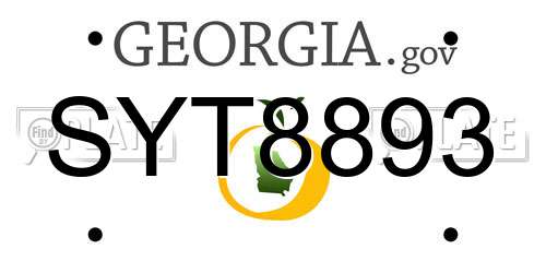 SYT8893 Georgia License Plate