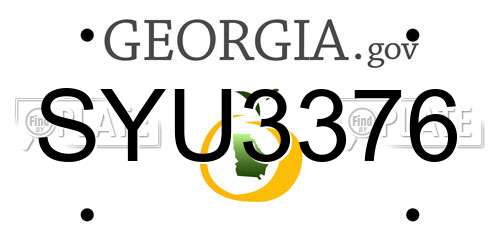 SYU3376 Georgia License Plate