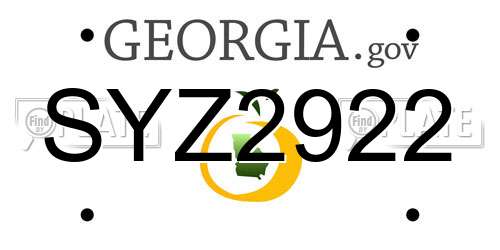SYZ2922 Georgia License Plate