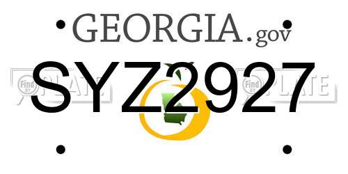 SYZ2927 Georgia License Plate