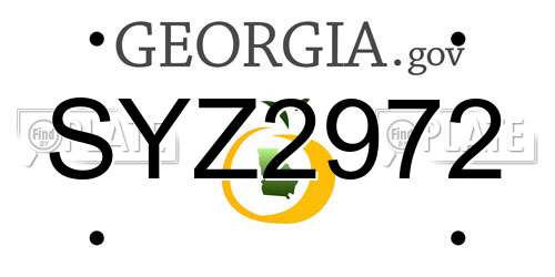 SYZ2972 Georgia License Plate