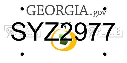 SYZ2977 Georgia License Plate