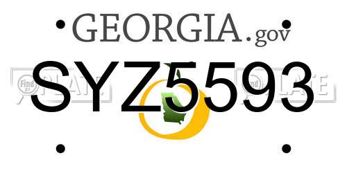 SYZ5593 Georgia License Plate