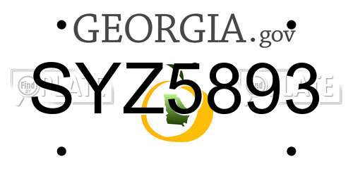 SYZ5893 Georgia License Plate