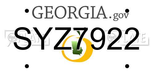 SYZ7922 Georgia License Plate