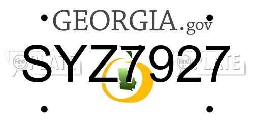 SYZ7927 Georgia License Plate