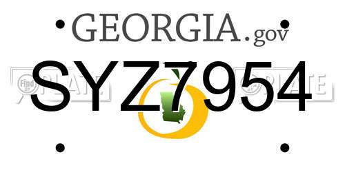 SYZ7954 Georgia License Plate