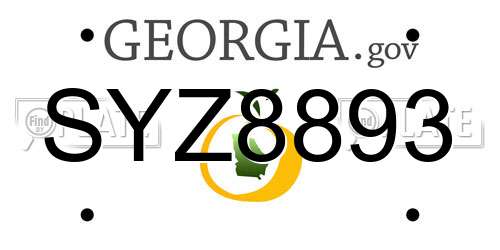SYZ8893 Georgia License Plate