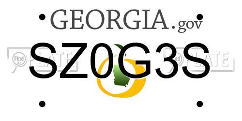 SZ0G3S Georgia License Plate