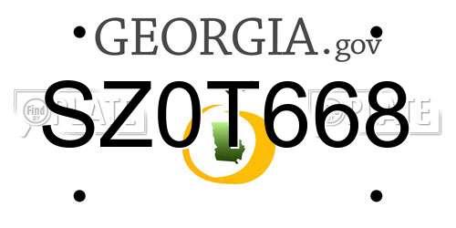 SZ0T668 Georgia License Plate