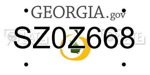 SZ0Z668 Georgia License Plate
