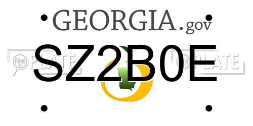 SZ2B0E Georgia License Plate
