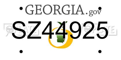 SZ44925 Georgia License Plate