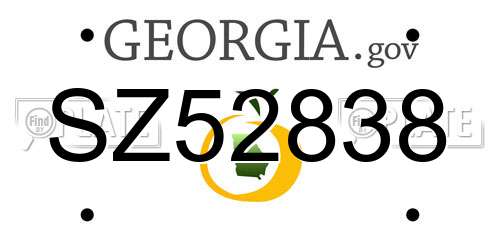 SZ52838 Georgia License Plate