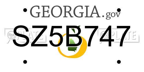 SZ5B747 Georgia License Plate