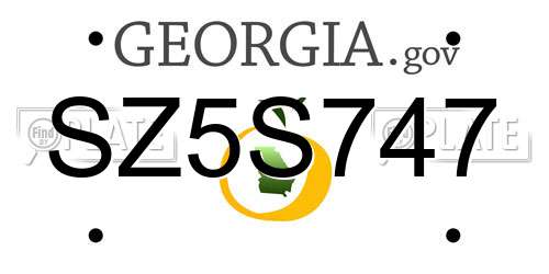 SZ5S747 Georgia License Plate