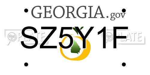 SZ5Y1F Georgia License Plate